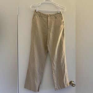 Pure 100% Linen Ecru Beige Women’s Pants Size 0 by Petite Sophisticate